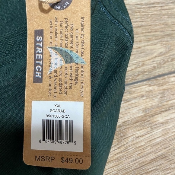 NWT Tailor Vintage Long Sleeve Front Pocket Hunter Green Tee Mens XXL - Picture 3 of 6